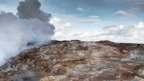 Some Sulfur colored soil is steaming